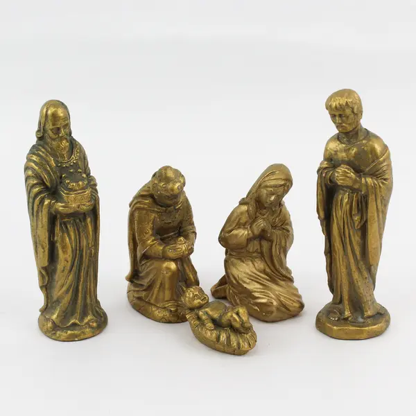 Lot Of 5 Unbranded Matching Gold Colored Resin Nativity Scene Figurines 6" Tall