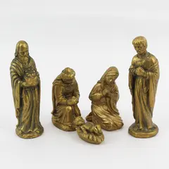 Lot Of 5 Unbranded Matching Gold Colored Resin Nativity Scene Figurines 6" Tall
