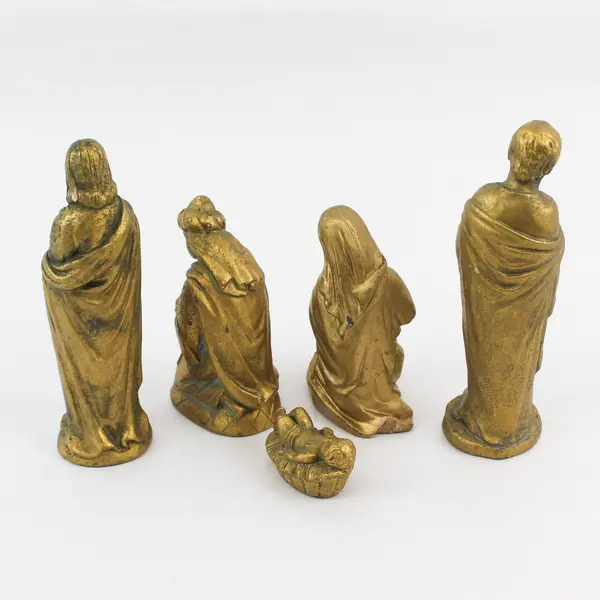 Lot Of 5 Unbranded Matching Gold Colored Resin Nativity Scene Figurines 6" Tall