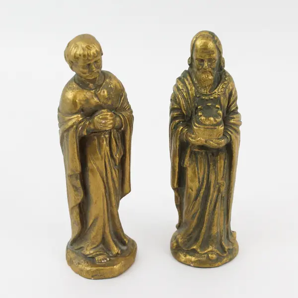 Lot Of 5 Unbranded Matching Gold Colored Resin Nativity Scene Figurines 6" Tall