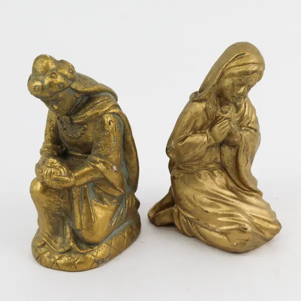 Lot Of 5 Unbranded Matching Gold Colored Resin Nativity Scene Figurines 6" Tall