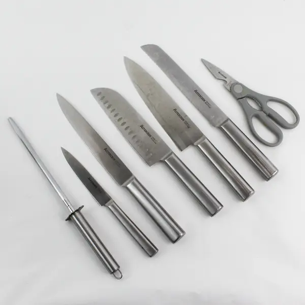 Set Of 14 Out Of 15 Astercook Kitchen Stainless Steel Knife Wooden Storage Block