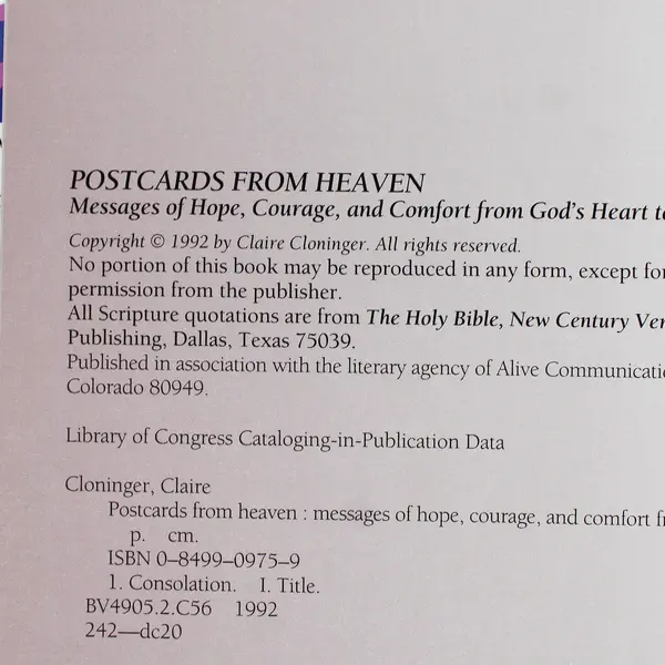 Vintage Postcards from Heaven by Claire Cloninger 1992 Hardcover Dust Jacket