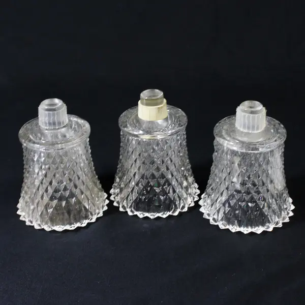 Lot Of 3 Indiana Glass Company Matching Diamond Point Peg Votive Candle Holders
