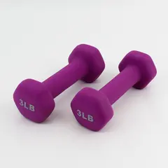 Set Of 2 Unbranded Solid Purple Colored 3 Pound/LB Hand Weights 6.75" Long