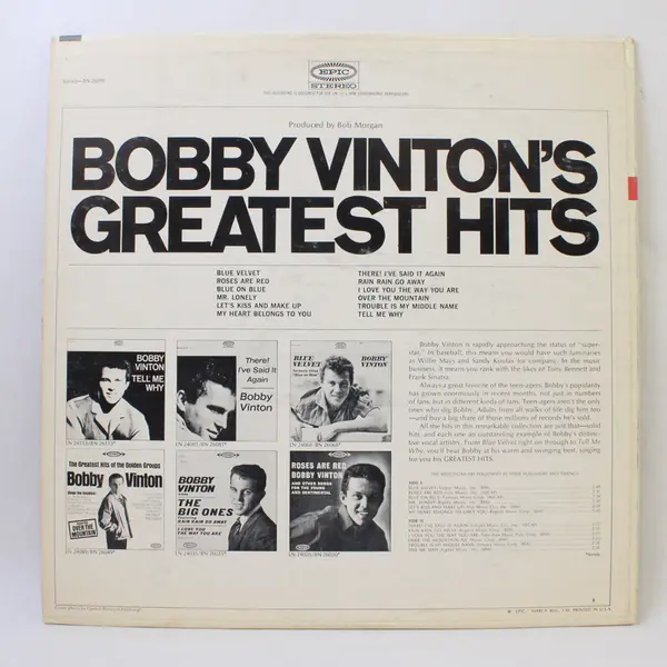  Bobby Vinton's Greatest Hits 12" Vinyl Record