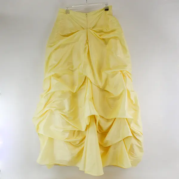 David's Bridal Butter Yellow Full-Length A-Line Skirt with Sash Women's Size 10