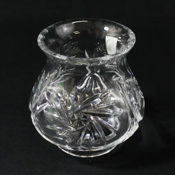Unbranded Poland Clear Cut Crystal Glass Hurricane Lamp Globe/Shade 4.5" Tall
