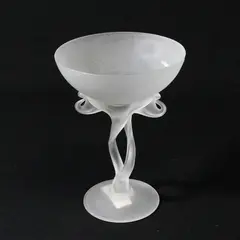 Jozefina Krosno Poland Frosted Art Glass Pedestal Cup/Glass 5.75" Tall 4.25"