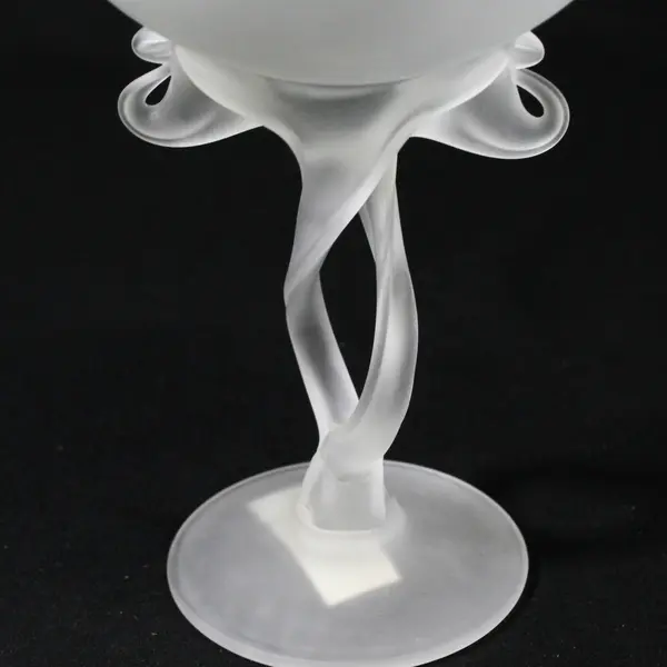 Jozefina Krosno Poland Frosted Art Glass Pedestal Cup/Glass 5.75" Tall 4.25"