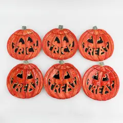 Lot Of 6 Certified International Orange Jack-O'-Lantern "Treat" Plates 8"