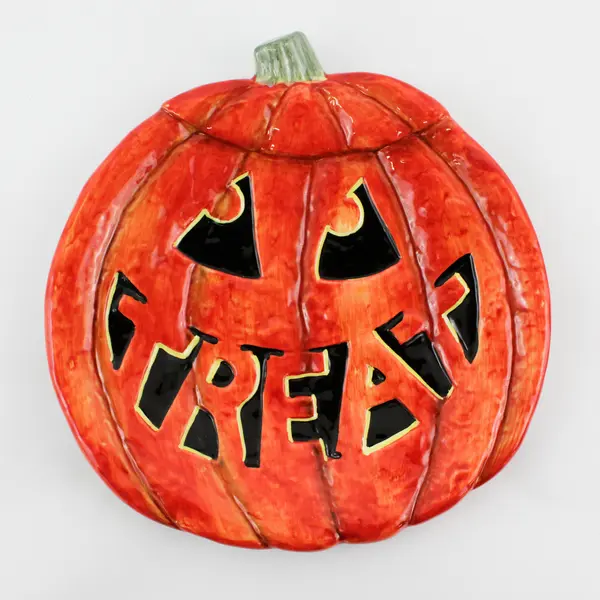 Lot Of 6 Certified International Orange Jack-O'-Lantern "Treat" Plates 8"