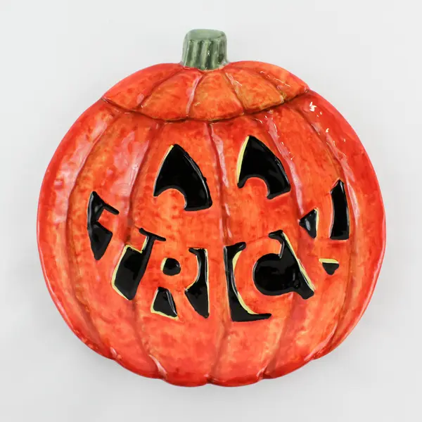Lot Of 6 Certified International Orange Jack-O'-Lantern "Treat" Plates 8"