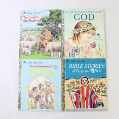 Vintage Lot of 4 Christian Theme Little Golden Books 1978 1985 1975 & 1986 HC