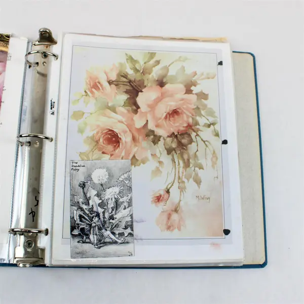 3-Ring Binder Scrapbook: Plate Painting Rose Patterns & Decoupage Designs