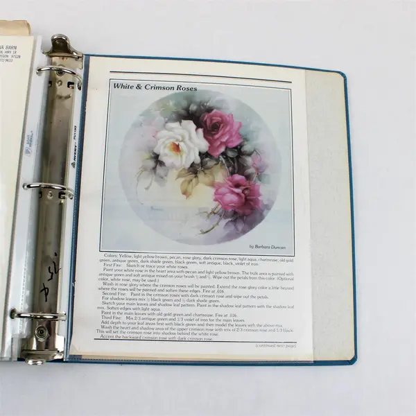 3-Ring Binder Scrapbook: Plate Painting Rose Patterns & Decoupage Designs