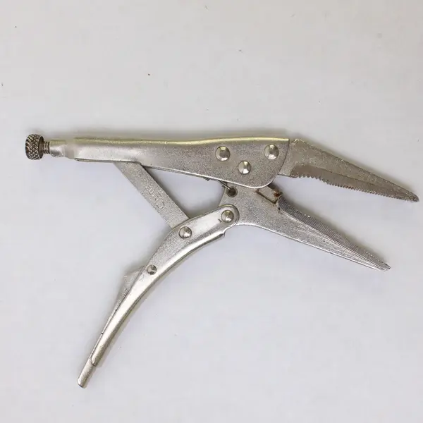 Lot of 2 Long Nose Locking Pliers & 7/16 Wrench Hand Tools 