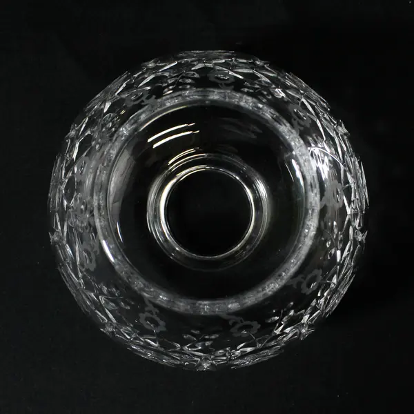 Unbranded Clear Cut/Etched Floral Glass Hurricane Lamp Globe/Shade 4.75" Tall