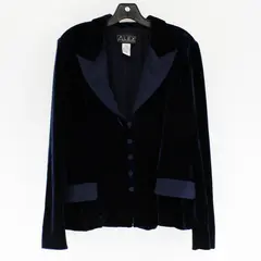Vintage Alex Evenings Midnight Blue Velvet Blazer Women's XL