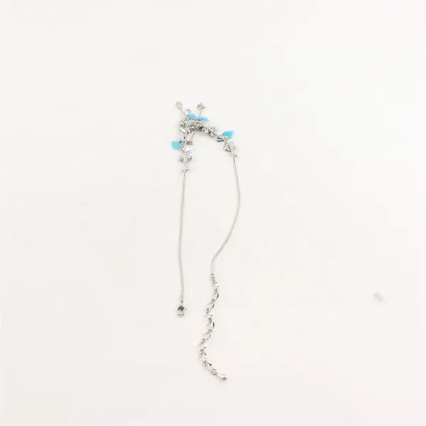Ornate Silver-Tone & Blue Cabochon Blue Stones Fashion Necklace 19"