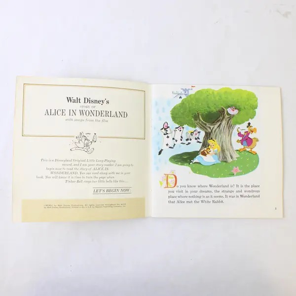 Walt Disney's Story of Alice In Wonderland Record & Book 1965 Paperback Good