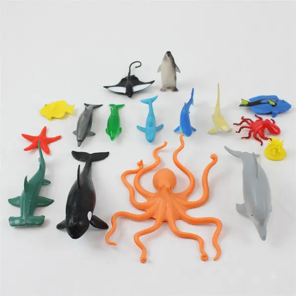 Lot of 16 Mixed Marine Sea Life Animals Various Types Creatures Plastic Figures 