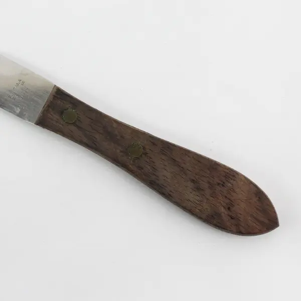 Vtg Fontana Stainless Steel Utility Knife Serrated Wooden Handle In Box Japan
