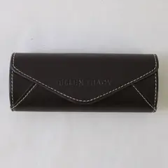 Ellen Tracy Dark Brown Color Leather Glasses Case Round 6" Long