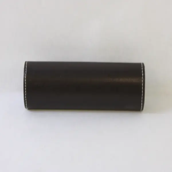 Ellen Tracy Dark Brown Color Leather Glasses Case Round 6" Long