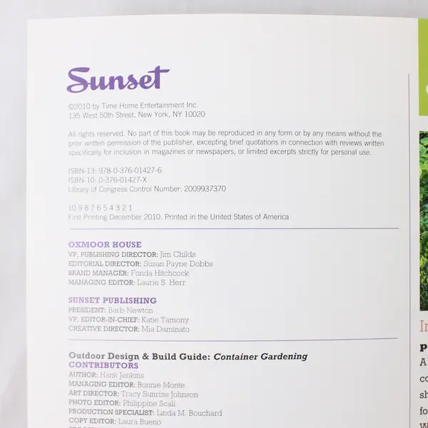 Container Gardening A Sunset Outdoor Design & Build Guide Hank Jenkins 2010 PB
