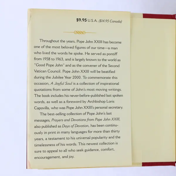 A Joyful Soul Messages From A Saint of Our Times Pope John XXIII 2000 HC DJ