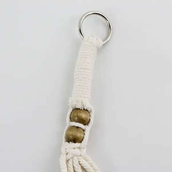 Lot Of 2 Unbranded Matching White Rope With Wood Beads Macrame Plant Hangers