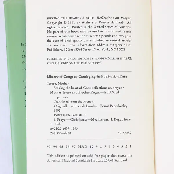 Vintage Seeking The Heart of God Mother Teresa & Brother Roger 1993 Hardcover DJ