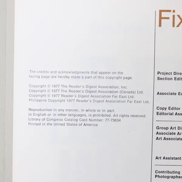 Reader's Digest Fix-It-Yourself Manual 1977 Hardcover Good Condition