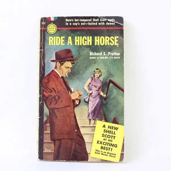 Ride a High Horse by Richard S. Prather Gold Book Orig 1953 Shell Scott Book PB