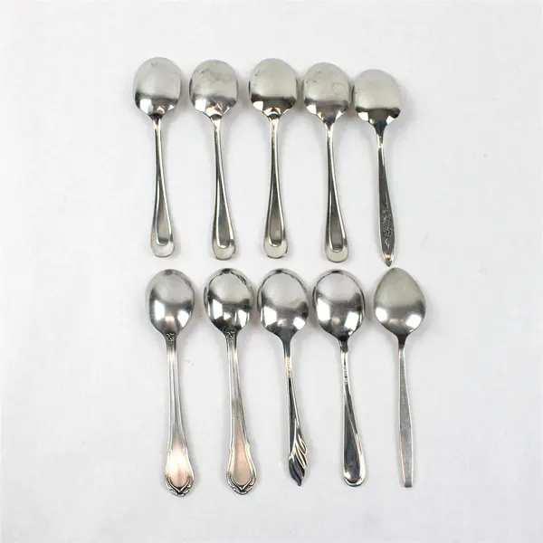 Mixed Lot of 10 Assorted Stainless Steel Sugar Spoons Event Flatware