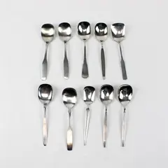 Lot of 10 Assorted Stainless Steel Scoop Sugar Spoons Event Flatware