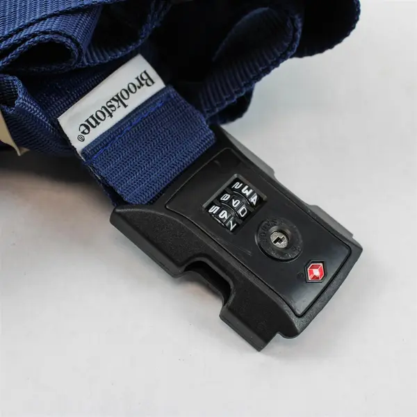 Lot of 2 Brookstone 2-in-1 Cross Blue Luggage Straps for Suitcases Keyless Lock 
