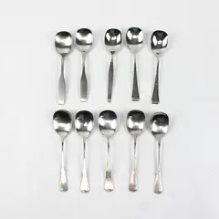 Lot of 10 Assorted Stainless Steel Scoop Sugar Spoons Event Party Flatware