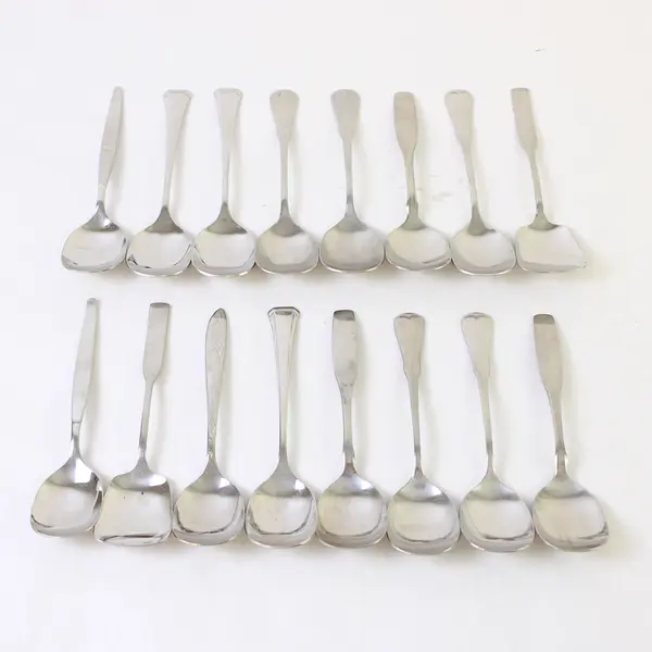 Lot of 16 Assorted Stainless Steel Scoop Sugar Spoons Event Flatware