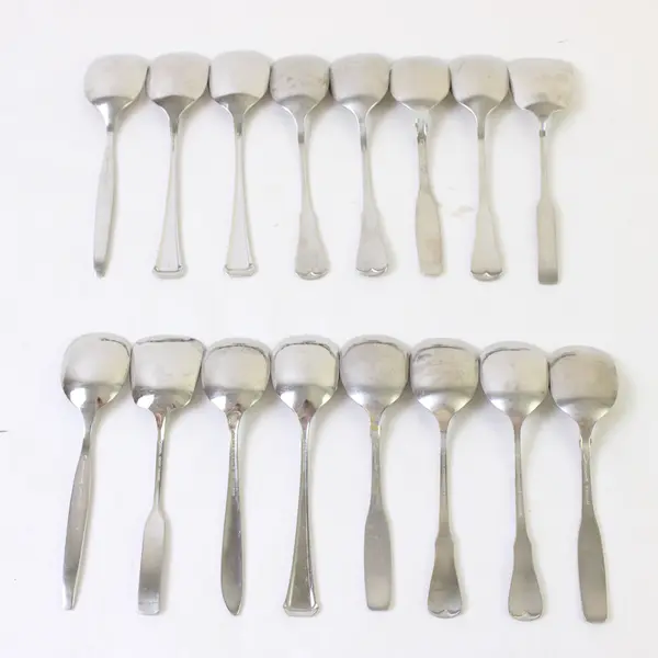 Lot of 16 Assorted Stainless Steel Scoop Sugar Spoons Event Flatware