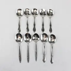 Lot of 10 Assorted Stainless Steel Slotted Sugar Spoons Event Flatware