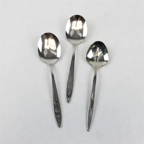 Lot of 10 Assorted Stainless Steel Slotted Sugar Spoons Event Flatware
