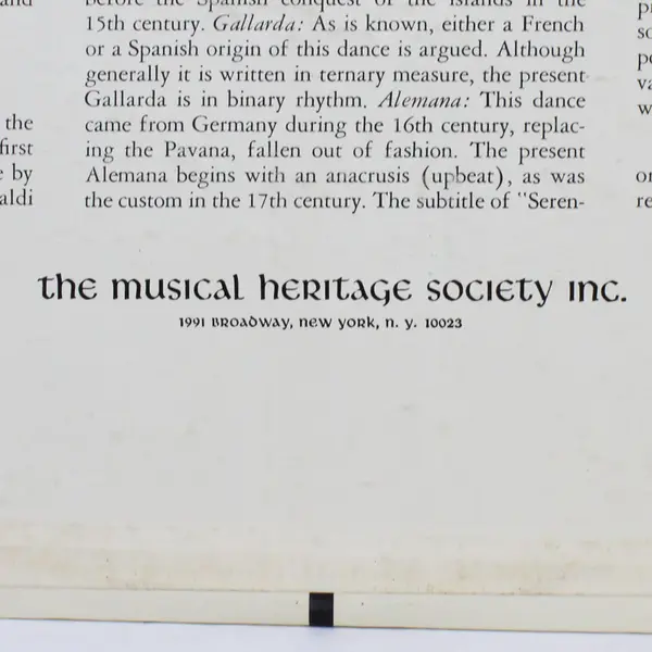 The Spanish Baroque Guitar MHS 734 Gaspar Sanz And Fernando Sor 12" Vinyl Record
