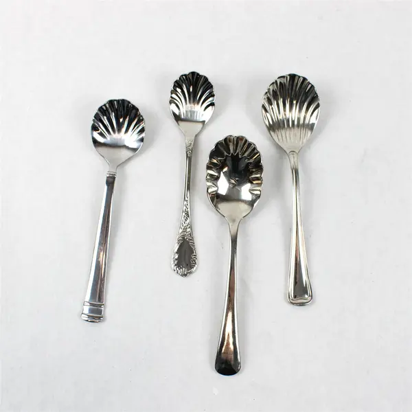 Lot of 10 Assorted Stainless Steel Shell Sugar Spoons Event Flatware