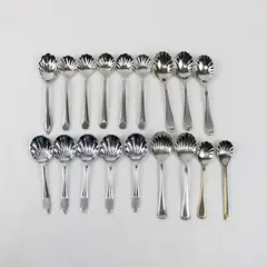 Lot of 18 Assorted Stainless Steel Shell Sugar Spoons Event Flatware