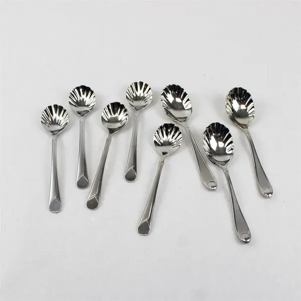 Lot of 18 Assorted Stainless Steel Shell Sugar Spoons Event Flatware