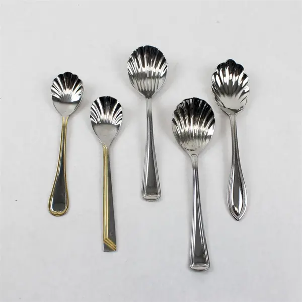 Lot of 18 Assorted Stainless Steel Shell Sugar Spoons Event Flatware