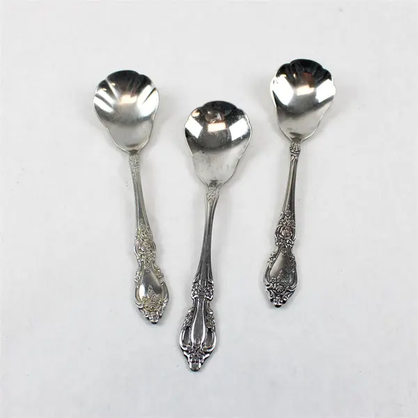 Lot of 10 Assorted Stainless Steel Scalloped Shell Sugar Spoons Event Flatware