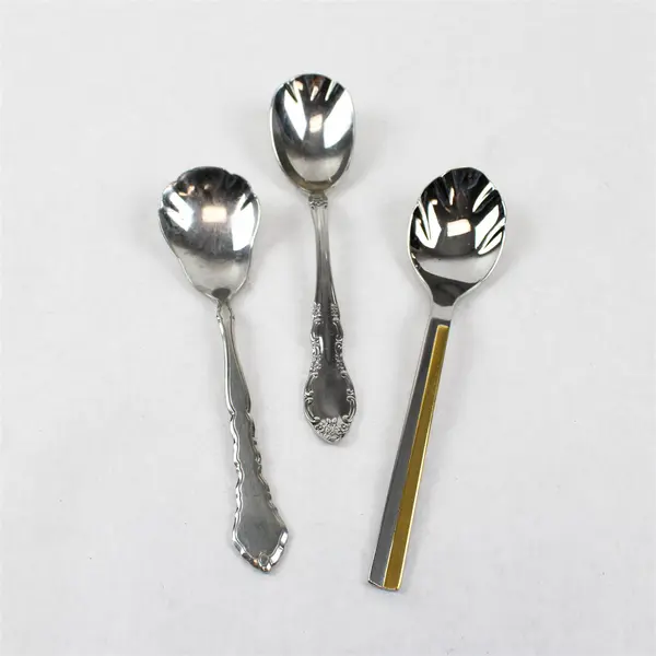 Lot of 10 Assorted Stainless Steel Scalloped Shell Sugar Spoons Event Flatware